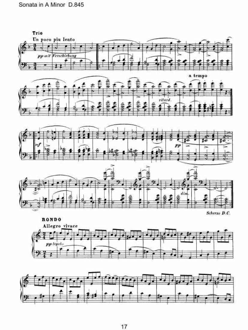 舒伯特A小调奏鸣曲 D. 845  Schubert  Piano Sonata No.16 in A minor D. 845钢琴谱