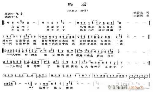 未知 《雨后----可听》简谱