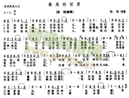 未知 《最美的世界*》简谱