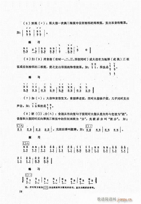 未知 《三弦弹奏法目录1-20》简谱