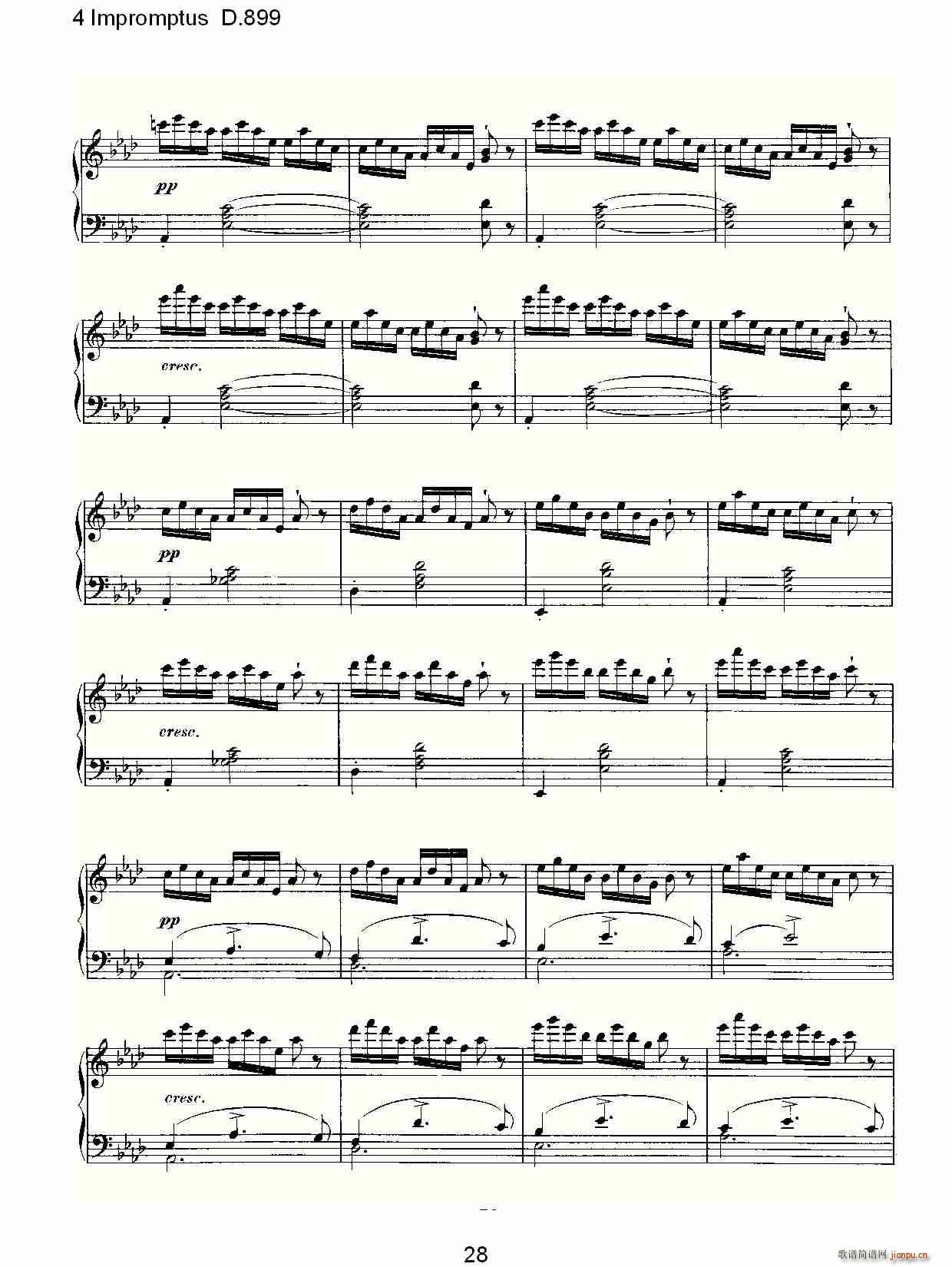 朴素传幽真 《4 Impromptus D.899（4人即兴演奏 D.899）》简谱